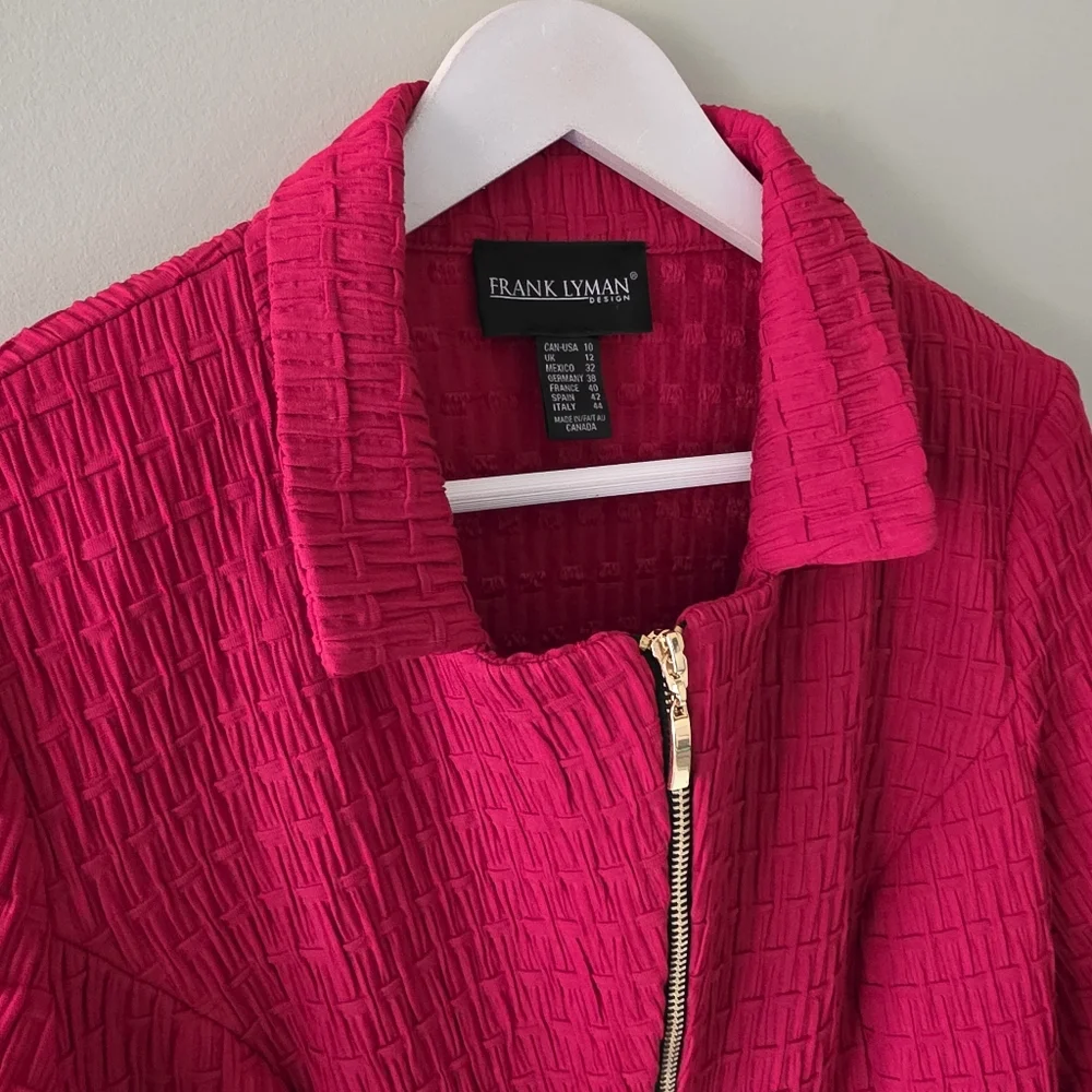 Frank Lyman Design 10 Modern Contemporary Textured Exposed Zipper  Knit Jacket - Picture 7 of 13